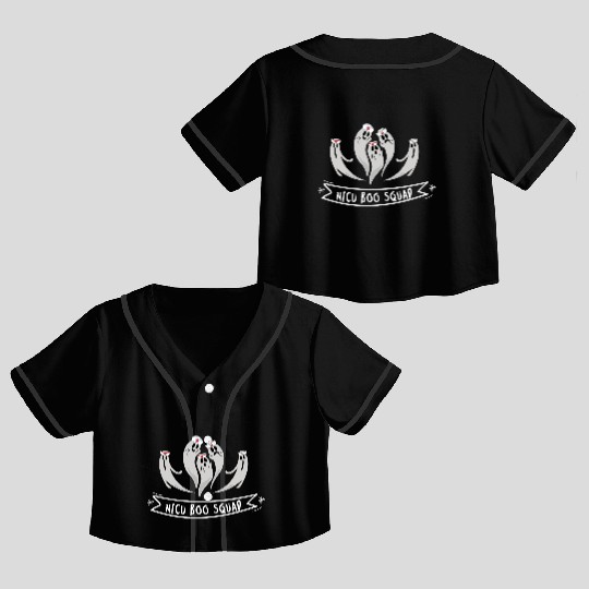 Cute NICU Halloween | NICU boo squad design Crop Top Baseball Jerseys
