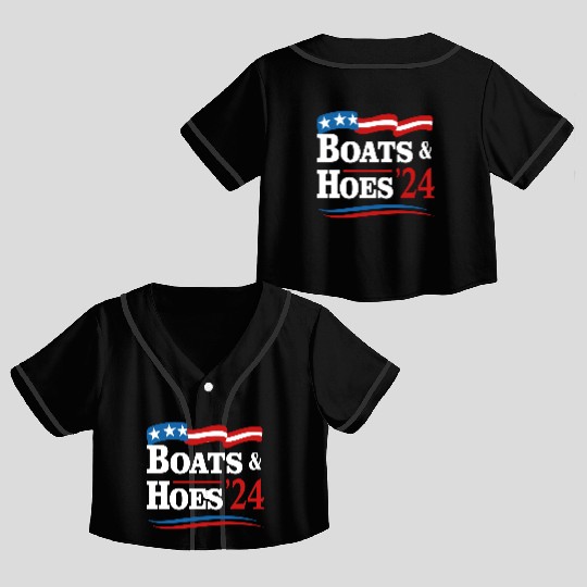 Boats & Hoes 24 Vintage Retro Meme Step Brother Crop Top Baseball Jerseys