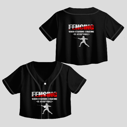 Fencer Fight Sport Fencing Tradition Crop Top Baseball Jerseys