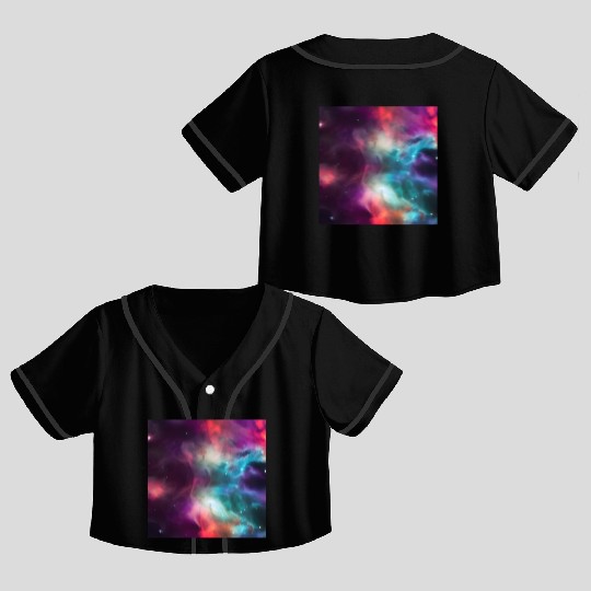 Galaxy nebula abstract design Crop Top Baseball Jerseys