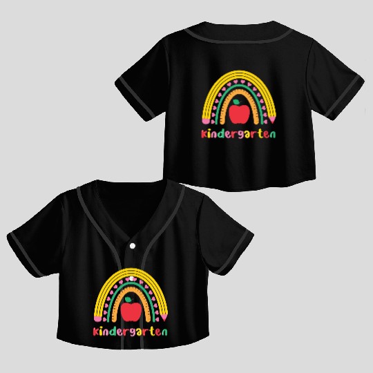 Kindergarten Rainbow Girls Kids Teacher Team Crop Top Baseball Jerseys