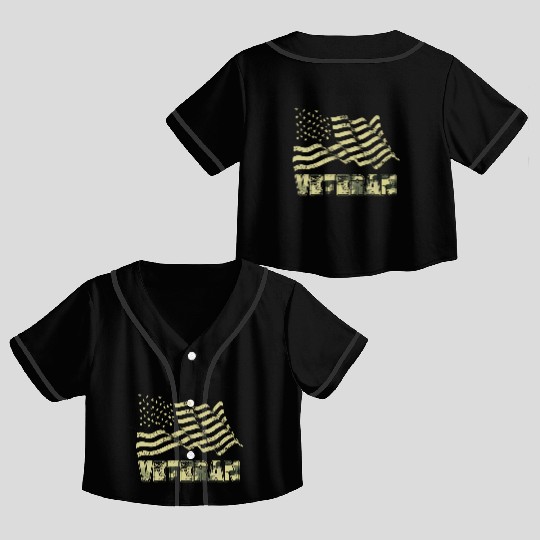 Us Veteran Flag Crop Top Baseball Jerseys