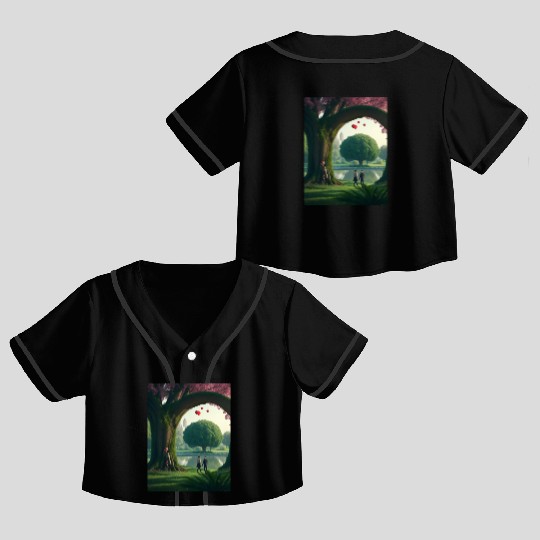 Valentine's day in a park with loved one Crop Top Baseball Jerseys