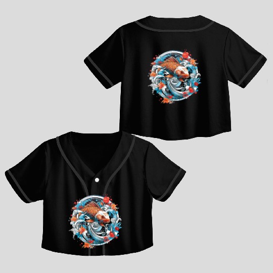 Koi Fish Koi Carp Japanese Koi Garden-Pond Koi Crop Top Baseball Jerseys