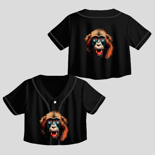 Baboon Monkey Lover Wildlife Animal Zookeeper Crop Top Baseball Jerseys
