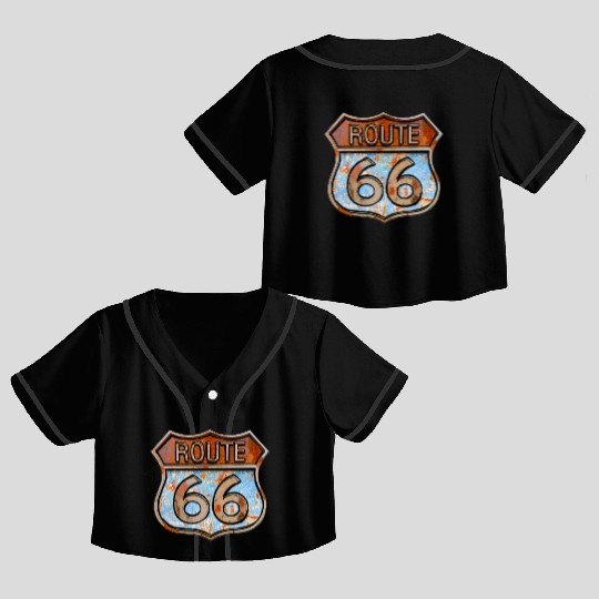 Route 66 vintage sign - Rusty metal sign 3 Crop Top Baseball Jerseys