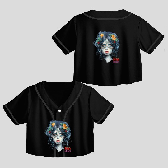 Day of the Dead Divas - Celestina Crop Top Baseball Jerseys