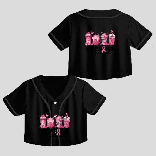breast cancer coffee support squad Crop Top Baseball Jerseys