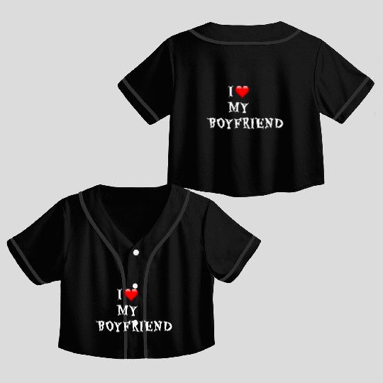 i Love My Girlfriend Men’s Premium Crop Top Baseball Jerseys