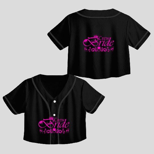 Crew Bride Bachelorette Party Hotpink Crop Top Baseball Jerseys