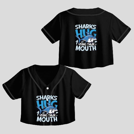 Sharks Hug Using Their Mouth for a Surfer Shark Crop Top Baseball Jerseys
