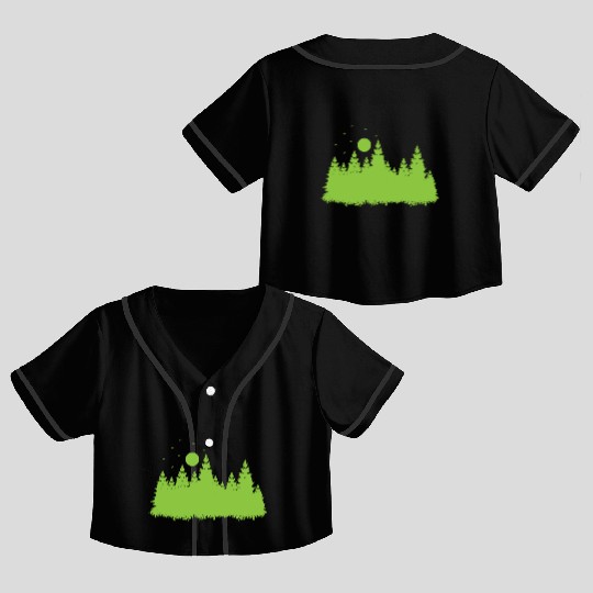 Forest with Leaves in Environment Crop Top Baseball Jerseys