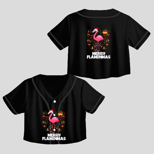 i'm a pink flamingo lover christmas season merry f Crop Top Baseball Jerseys