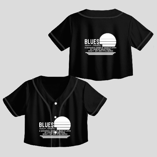 Music Crop Top Baseball Jerseys, Blues Noun Definition Vintage Retro