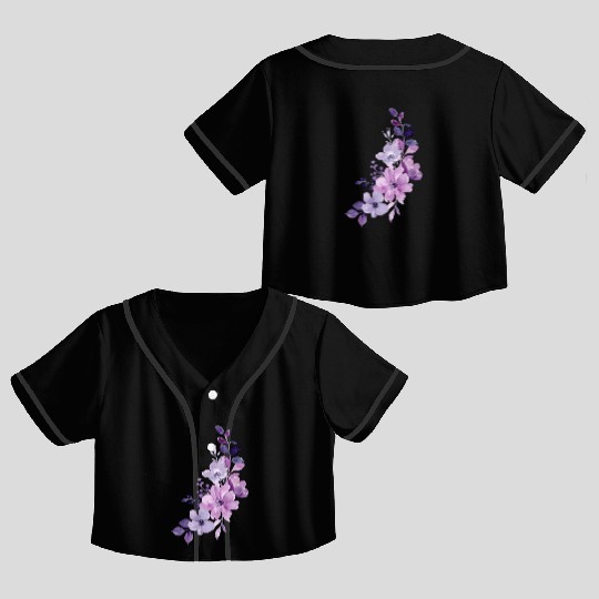 Lavender beautyfull desing Crop Top Baseball Jerseys for girl