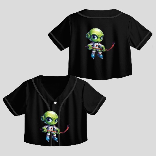 Alien hockey player Crop Top Baseball Jerseys