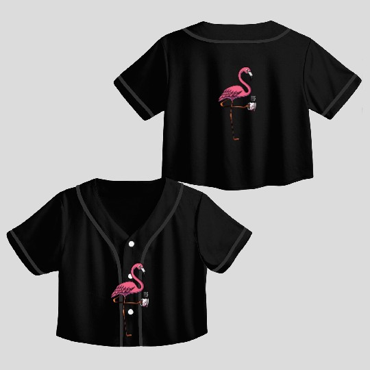 Flamingo Bird Coffee Lover Crop Top Baseball Jerseys