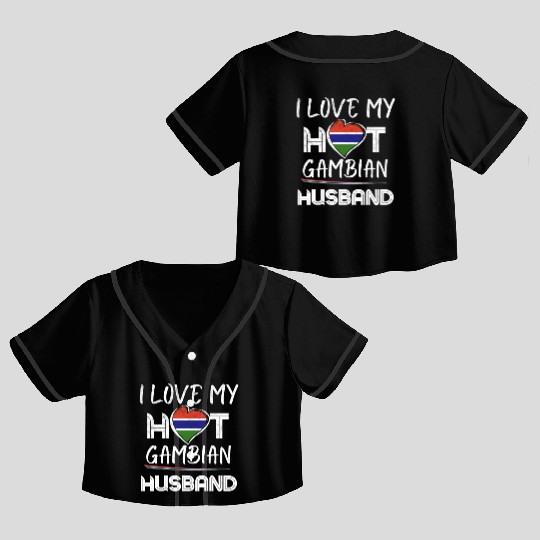 Funny Gambian Husband Proud Wife Crop Top Baseball Jerseys