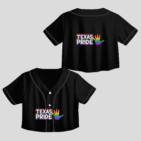 Pride Rainbow Flag Design for proud LGBT+ Texans Crop Top Baseball Jerseys