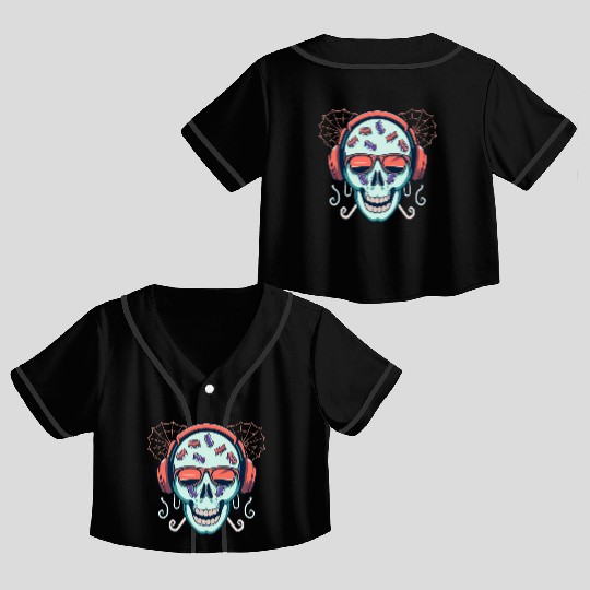 Skull Candy Halloween For Music Crop Top Baseball Jerseys