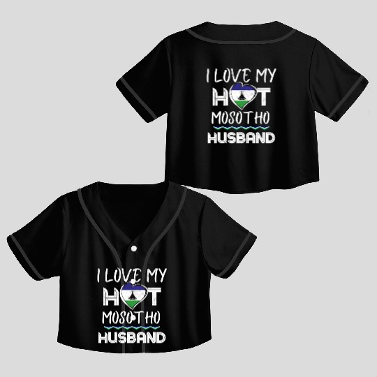 Funny Mosotho Husband Proud Wife Crop Top Baseball Jerseys