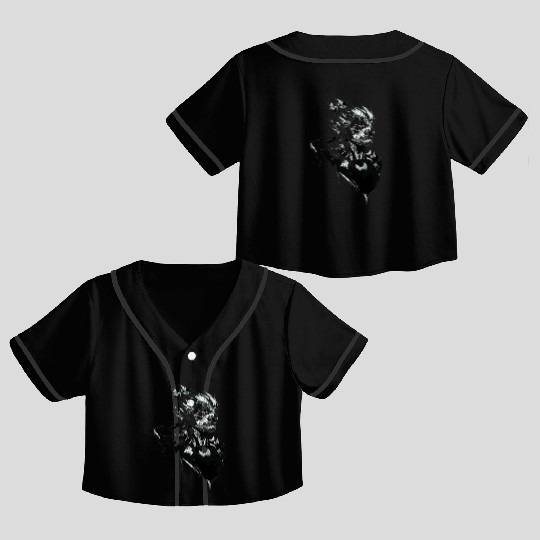 Monochrome Street Fighter: Akuma's Knightly FanAr Crop Top Baseball Jerseys