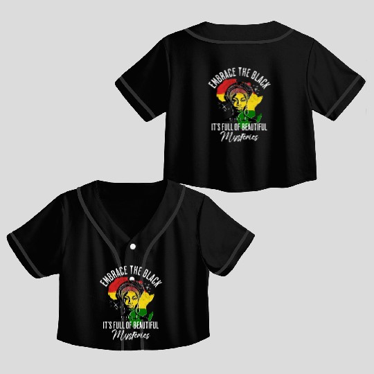 Black History Month Beautiful Woman Crop Top Baseball Jerseys