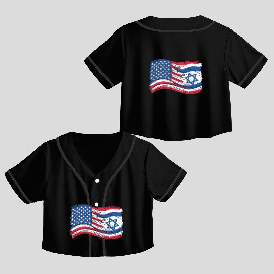 USA Israel flag! We stand with Israel! Crop Top Baseball Jerseys