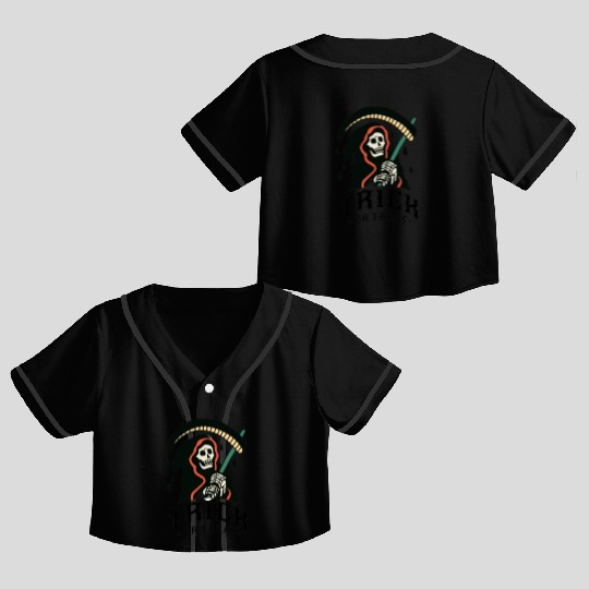 Trick or Treat Grim Reaper Crop Top Baseball Jerseys