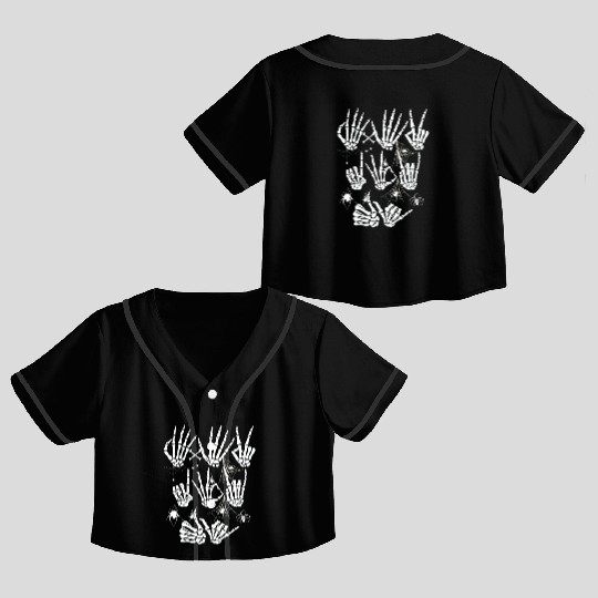 Skeleton Hand Crop Top Baseball Jerseys