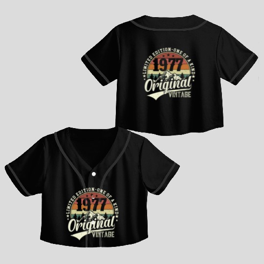 1977 Vintage Birthday Gift Crop Top Baseball Jerseys