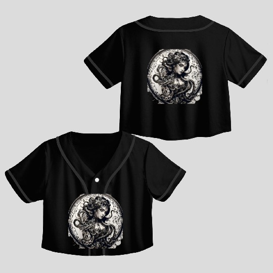 T Tattoo black lines an octopus wrapped Crop Top Baseball Jerseys