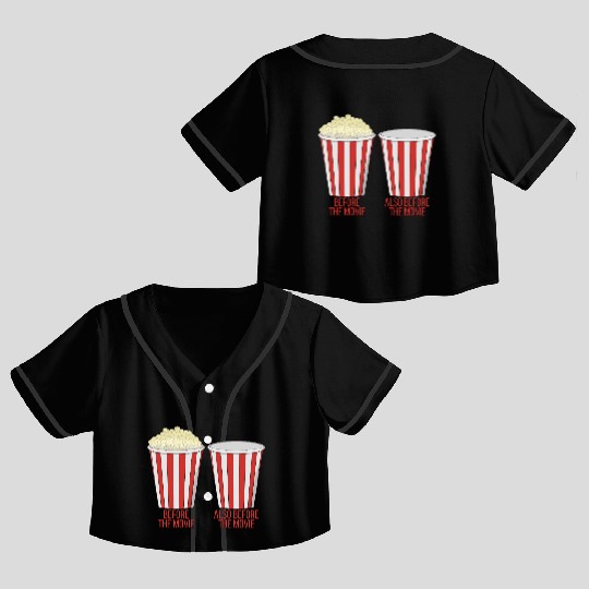 Popcorn at the cinema Crop Top Baseball Jerseys