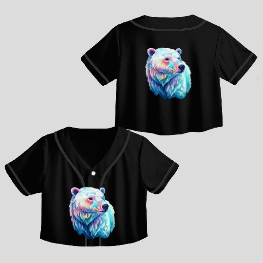 Polar Bear Roar in Winter Wonderland Watercolor Crop Top Baseball Jerseys