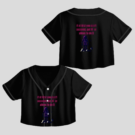 Funny AI and Aliens Crop Top Baseball Jerseys