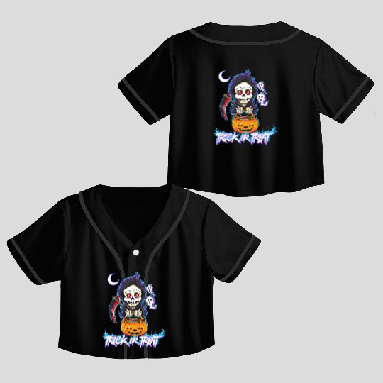 Trick or Treat Grim Reaper Crop Top Baseball Jerseys