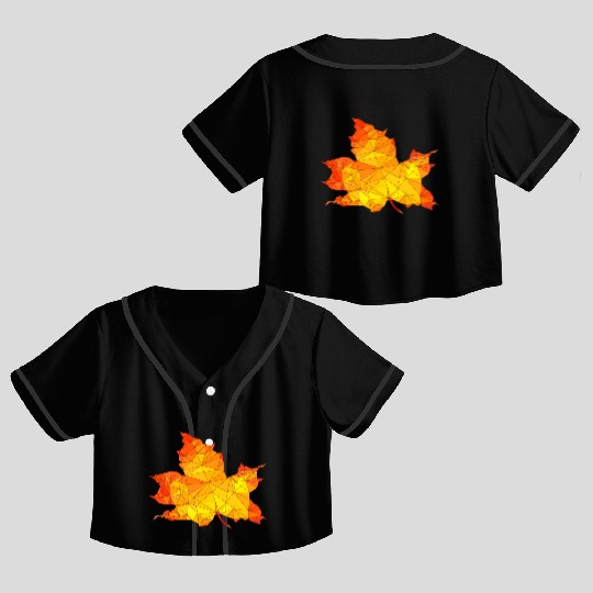 Polygonal Autumn Maple Tree Leaf Poly Art Crop Top Baseball Jerseys