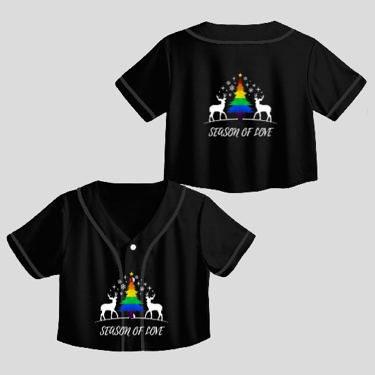 Gay Christmas Tree Gay Couple Season Of Love Crop Top Baseball Jerseys