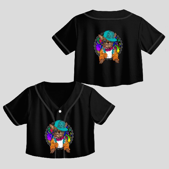 Street Dog Chihuahua Graffiti With Chain Dog Crop Top Baseball Jerseys