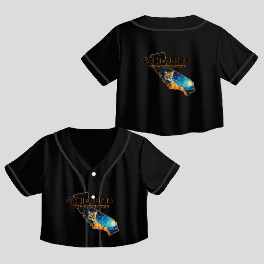 California Wildlife - mountain lion Crop Top Baseball Jerseys