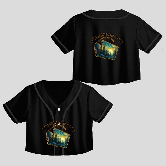 Washington Wildlife - evergreen Crop Top Baseball Jerseys