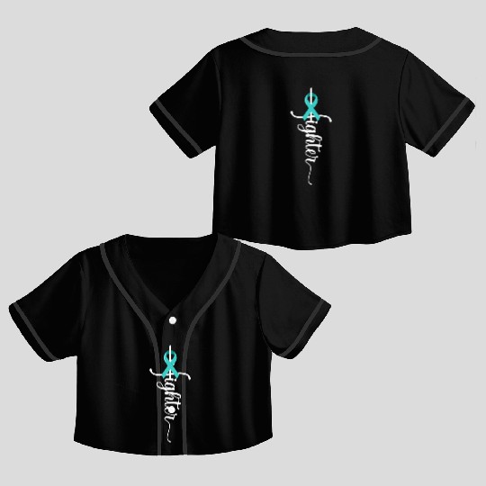 Fighter Christian Cross Warrior Ovarian Cancer Crop Top Baseball Jerseys