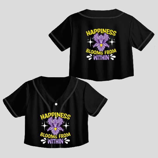 Orchids Happiness Blooms From Within Orchid Grower Crop Top Baseball Jerseys