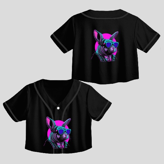Vaporwave Easter Bunny Crop Top Baseball Jerseys