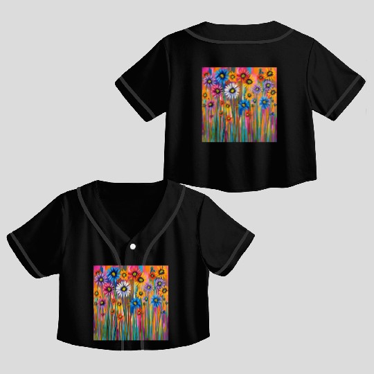 Wildflowers graffiti Crop Top Baseball Jerseys