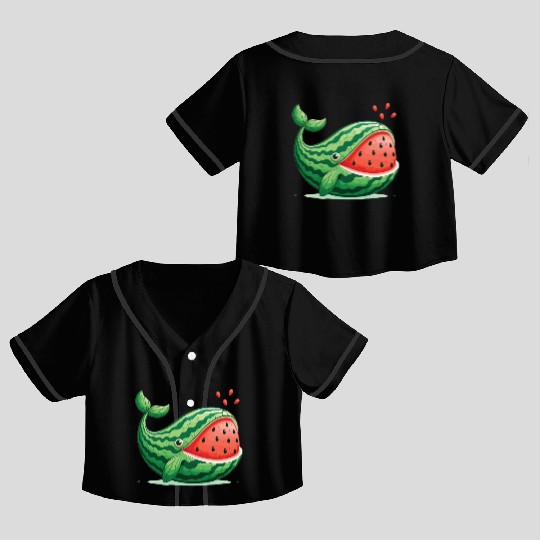 Melon Whale Funny Animal Made Of Vegetables Crop Top Baseball Jerseys