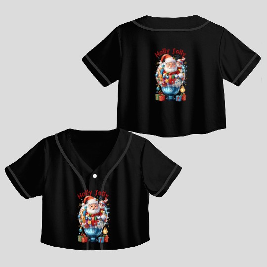 Holly Jolly bubble Santa Crop Top Baseball Jerseys