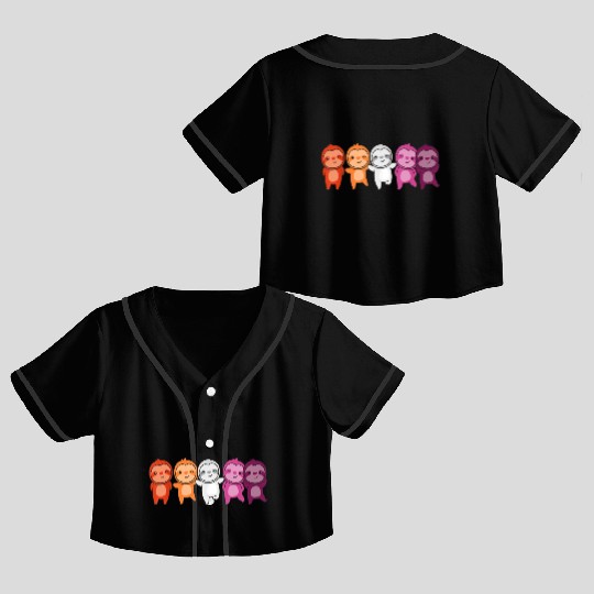 Lesbian Flag Pride Month Lgbtq Lesbian Sloth Crop Top Baseball Jerseys