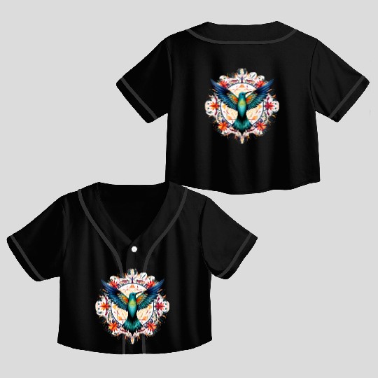 Hummingbird Mandala Art Crop Top Baseball Jerseys