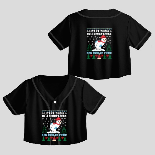 Snowman Let it Snow Christmas Snow Fever Crop Top Baseball Jerseys